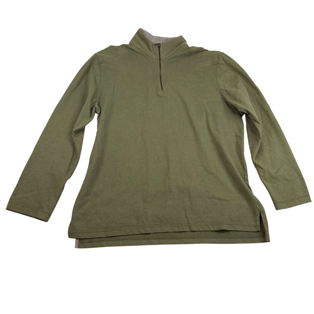 Steve & Barrys Mens Quarter Zip Pullover Olive Green Mock Neck Sweatshirt Large